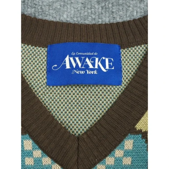 AWAKE NY Sweater Vest Adult Medium Knit Butterfly AOP Unisex Cotton Blend - Picture 5 of 10